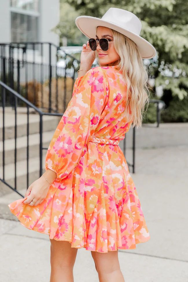 Back and Forth Orange Multi Printed Dress With Rope Belt FINAL SALE | Pink Lily