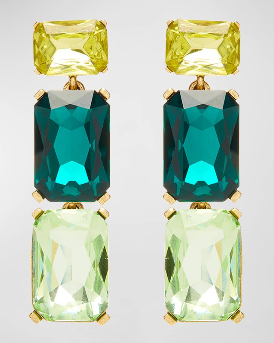 Oscar de la Renta Multi-Crystal Chandelier Clip-On Earrings | Neiman Marcus