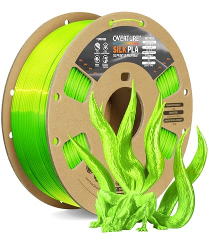 OVERTURE Silk Filament PLA 1.75mm Clog-Free Shiny 3D Printer Filament, 1kg Spool (2.2lbs), Dimensional Accuracy +/- 0.02 mm, Fit Most FDM Printer,Silk Neon Green | Amazon (US)