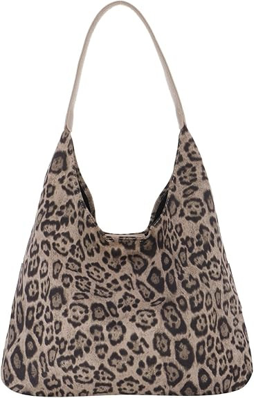 Oweisong Leopard Tote Bag for Women Suede Leather Cheetah Print Hobo Shoulder Bag Large Vintage S... | Amazon (US)