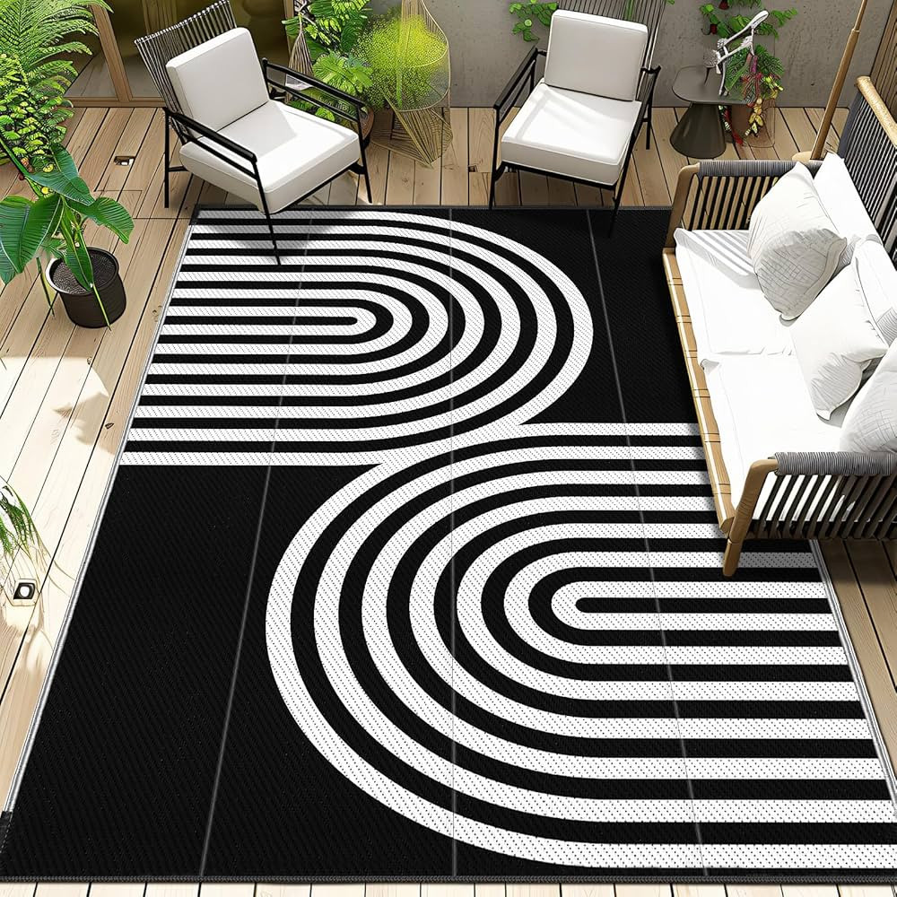 Waterproof Outdoor Plastic Straw Rug 5x8 ft, Stain & UV Resistant Portable RV Camping Mat, Revers... | Amazon (US)