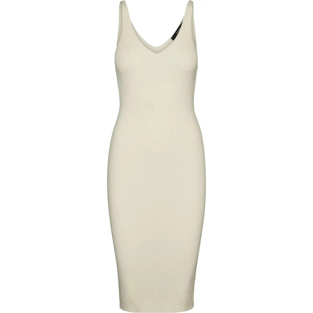 VERO MODA Sleeveless Rib Sweater Dress in Birch at Nordstrom, Size Medium | Nordstrom