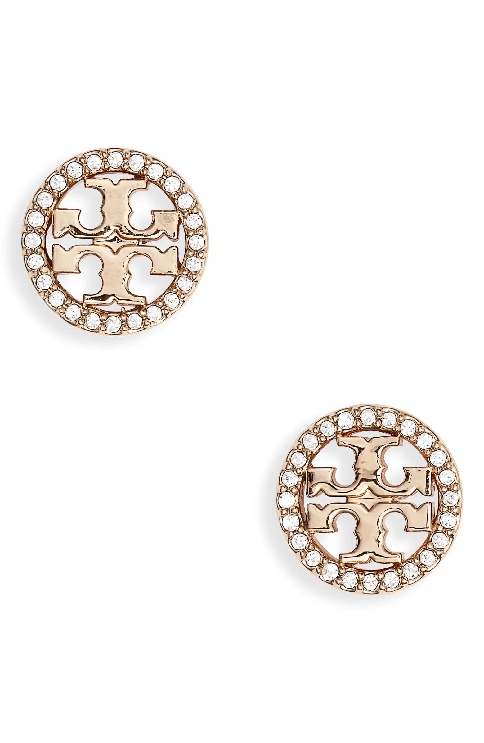 Tory Burch Crystal Logo Circle Stud Earrings | Nordstrom | Nordstrom