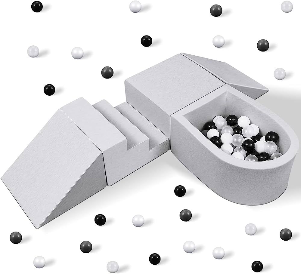 6 Pcs Safe Soft Foam Play Set Includes Single-Tunnel Foam Climber and Memory Foam Ball Pool for T... | Amazon (US)