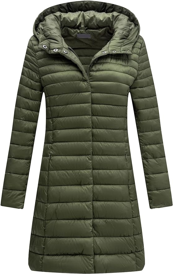 Amazon.com: Bellivera Women's Puffer Jacket Quilted Lightweight Padding Hood Packable Bubble Coat... | Amazon (US)