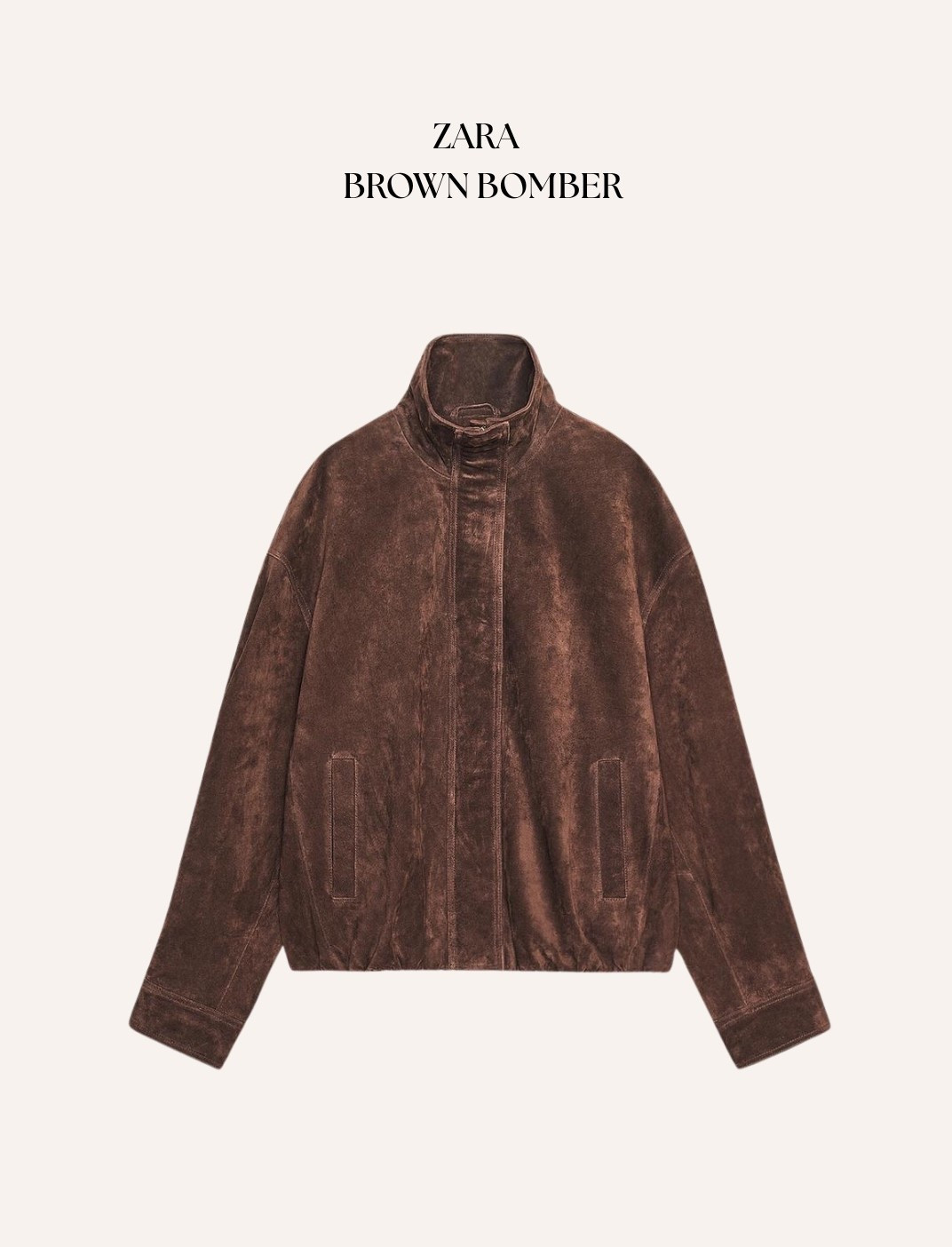 Zara chocolate brown suede bomber 
I wear size medium in the Zara bombers 


#LTKFashionMonth #LTKautumn