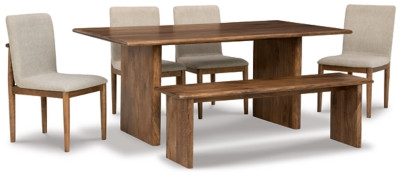 Isanti Dining Table and 4 Chairs and Bench | Ashley