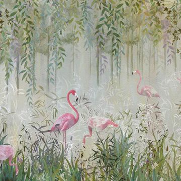 Flamingo's Garden Wall Mural by UON Studio for NLXL | Burke Decor