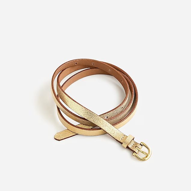 Skinny metallic Italian leather belt | J.Crew US