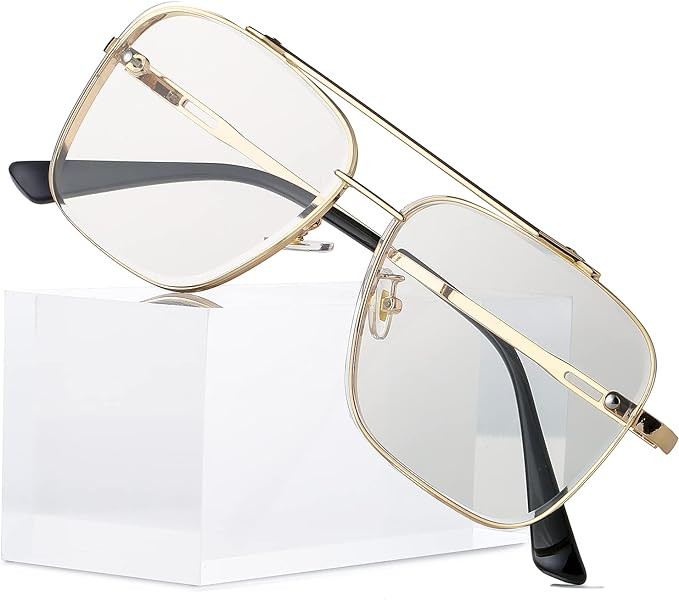 Square Aviator Sunglasses for Men Women Fashion Vintage Diamond Cutting Lens Classic Military Pil... | Amazon (US)