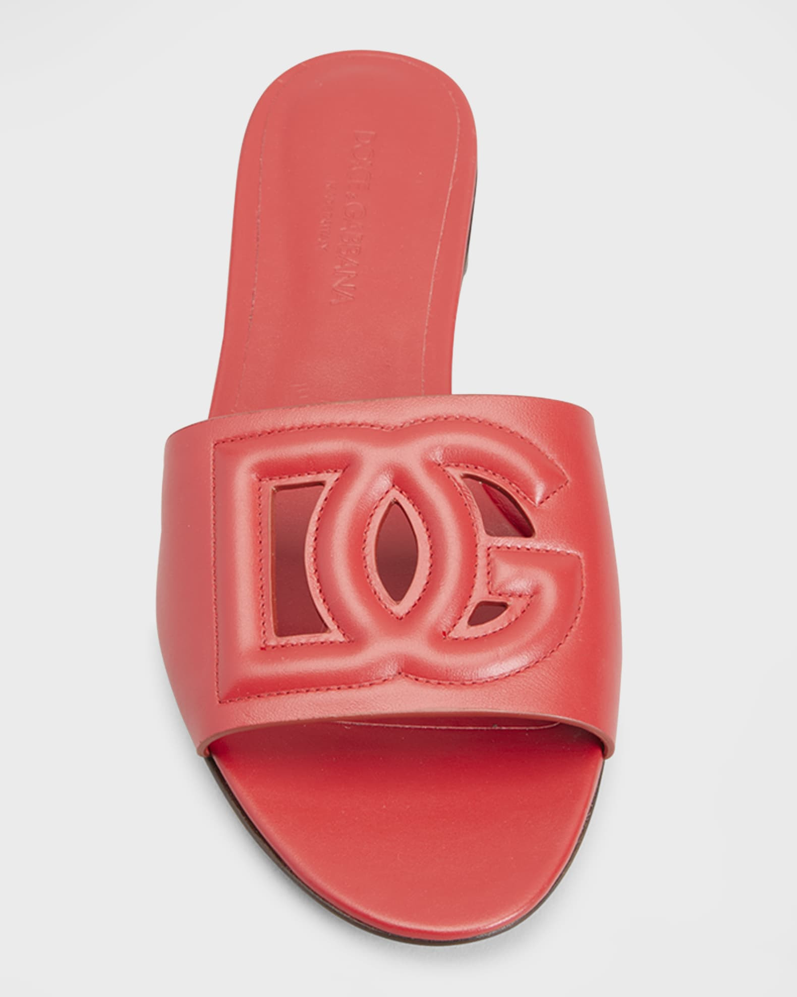 Dolce&Gabbana Cutout DG Flat Slide Sandals | Neiman Marcus