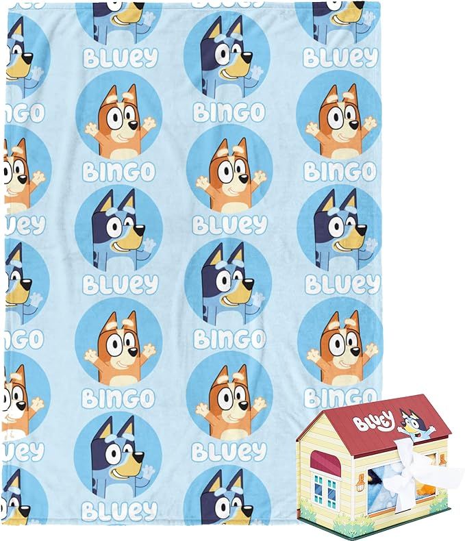 Bluey & Bingo Throw Blanket with Playhouse Gift Box - Plush Throw Measures 46 x 60 Inches - Kids ... | Amazon (US)