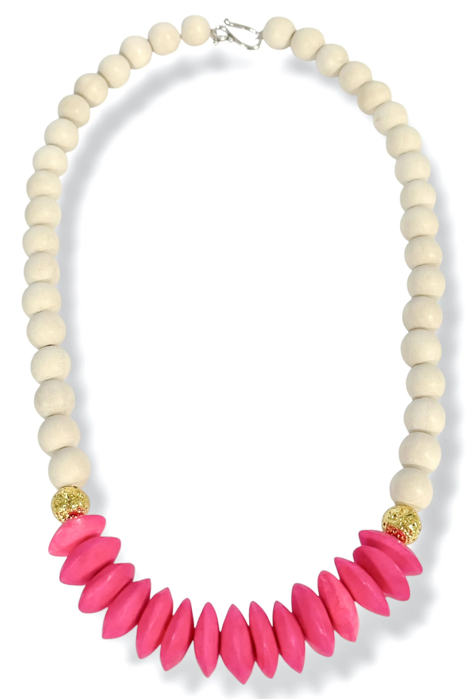 Taking Notes White Wood and Pink Bone Necklace | The Willow Tree