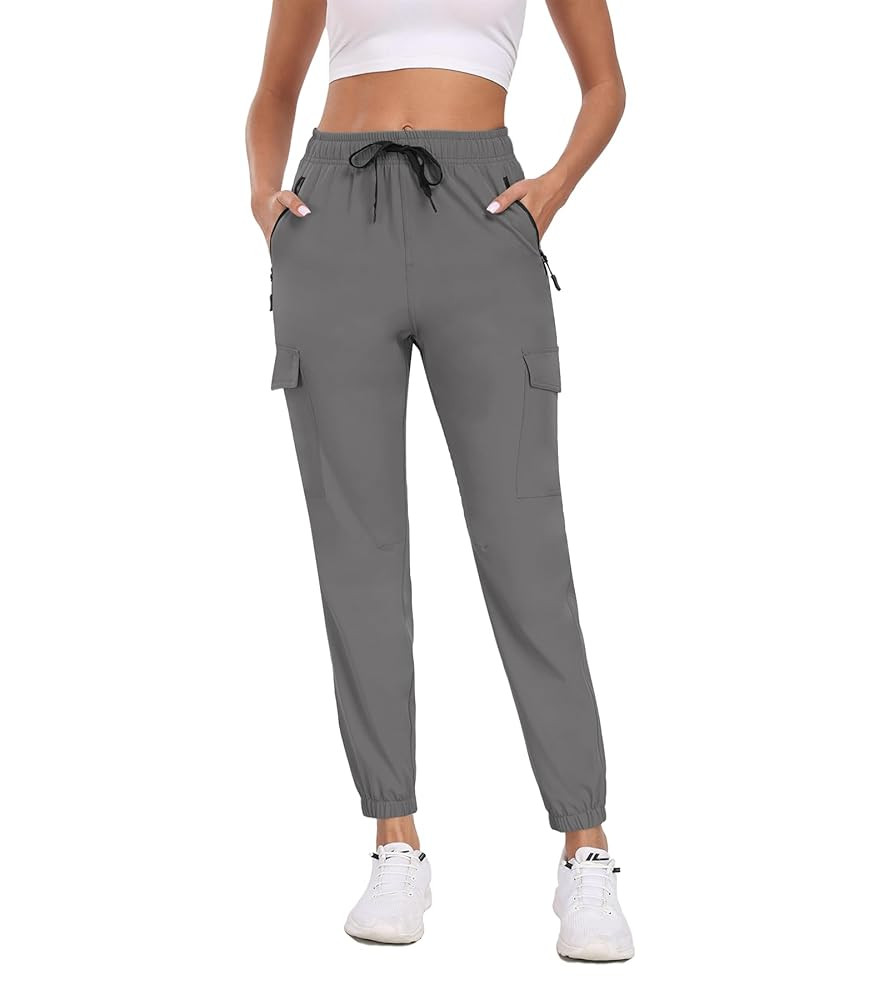 Women's Quick Dry Cargo Pants Water Resistant Hiking Pants Lightweight High Waisted Pants Zipper ... | Amazon (US)