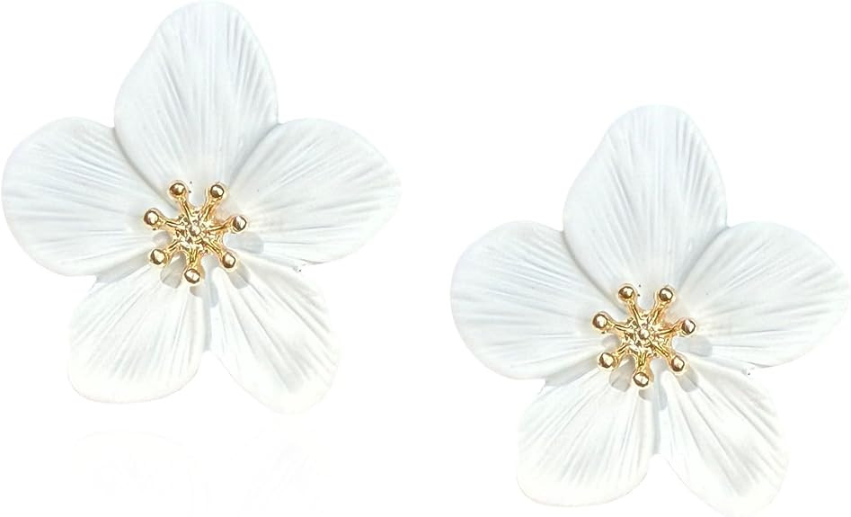 Boho Flower Handmade Chunky Floral Statement Drop Earrings for Women Summer Beach Jewelry | Amazon (US)
