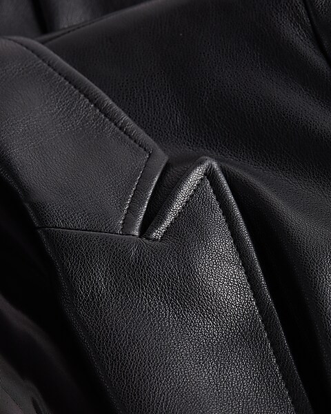 Faux Leather Peak Lapel One Button Boyfriend Blazer | Express