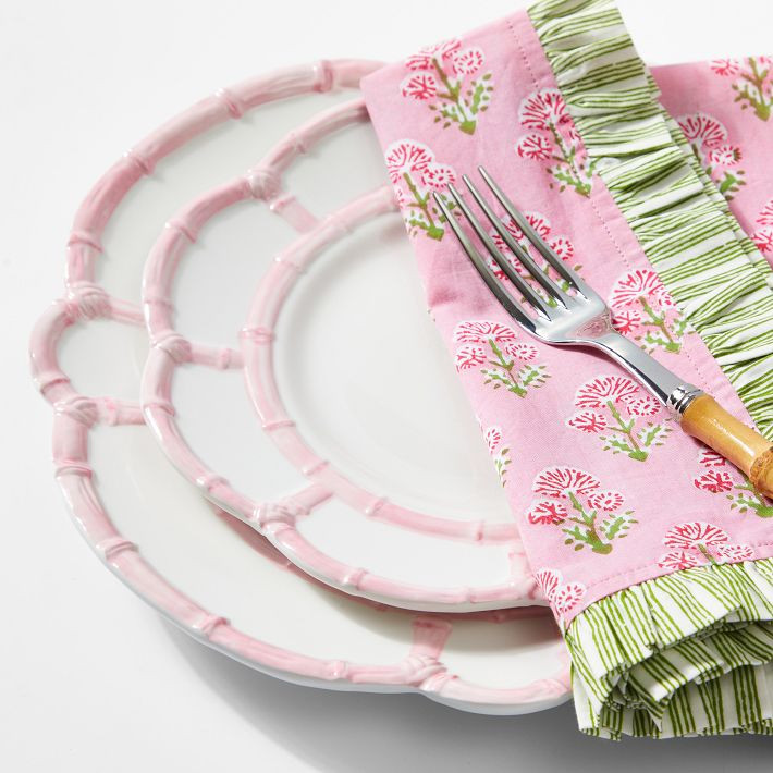 Garden Block Print Ruffle Napkins, Set of 4 | Mark and Graham