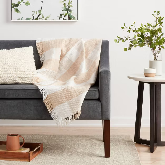 Gauze Gingham Throw Blanket - Threshold™ | Target