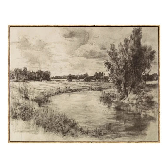 My Texas House Landscape Pencil Skt Framed Art 36x28 | Walmart (US)