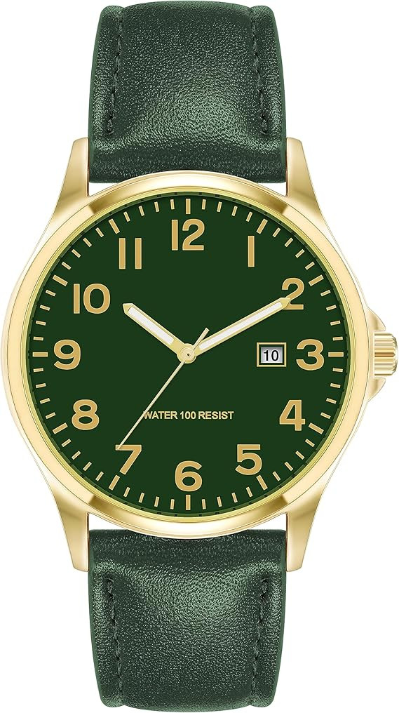 Amazon Essentials Men's Easy to Read 42mm Leather Band Analog Watch | Amazon (US)