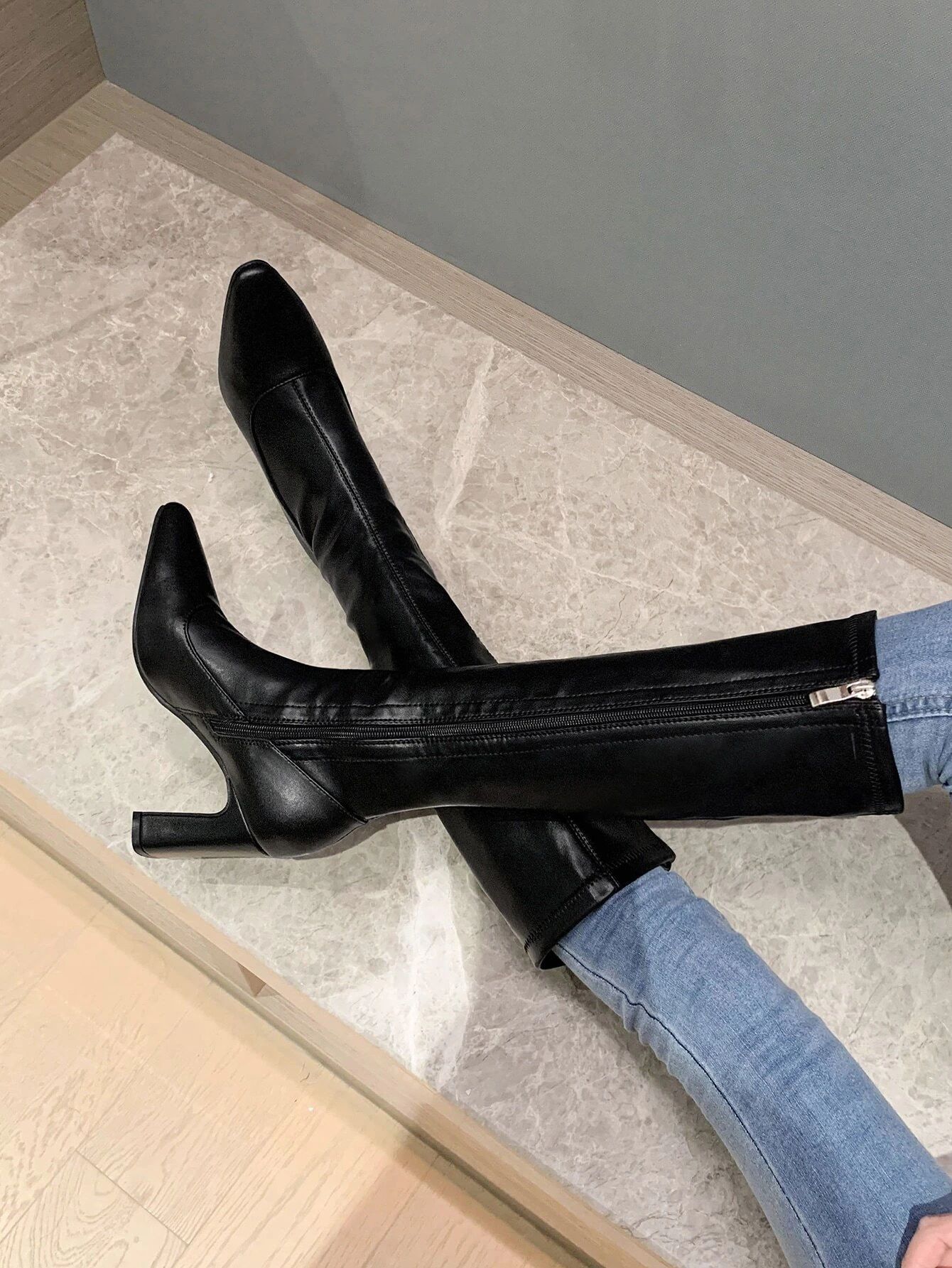 Minimalist Side Zip Over Knee Boots | SHEIN