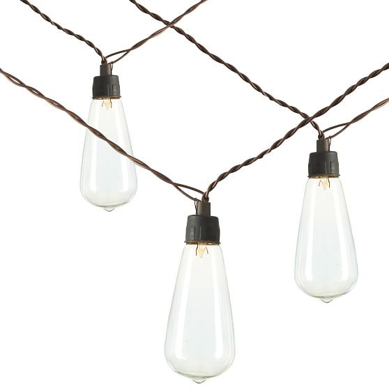 Solar LED String Lights, Brown, Set of 2, Teardrop | West Elm (US)