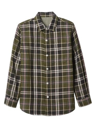 GAP Boys Long Sleeve Doubleweave Shirt Deep Depths Green M REG | Amazon (US)