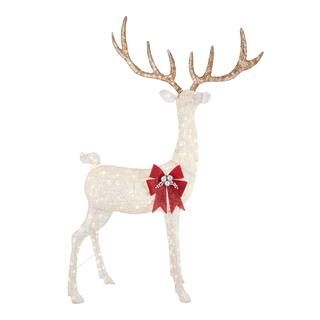 Home Accents Holiday 8.5 ft. Warm White LED Giant Buck with Bow Holiday Yard Decoration TY285-191... | The Home Depot