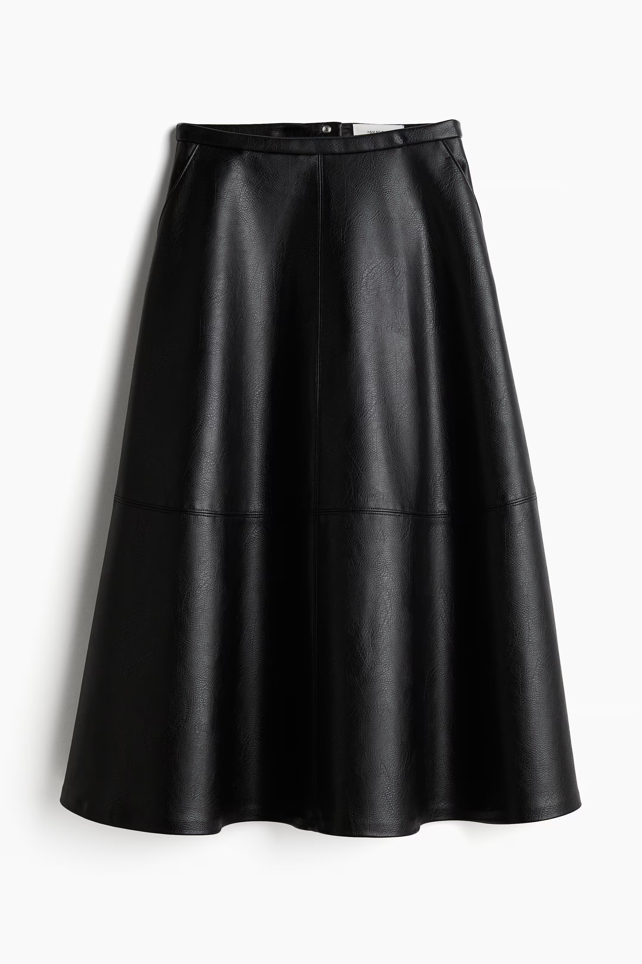Coated A-line skirt - High waist - Midi - Black - Ladies | H&M GB | H&M (UK, MY, IN, SG, PH, TW, HK)