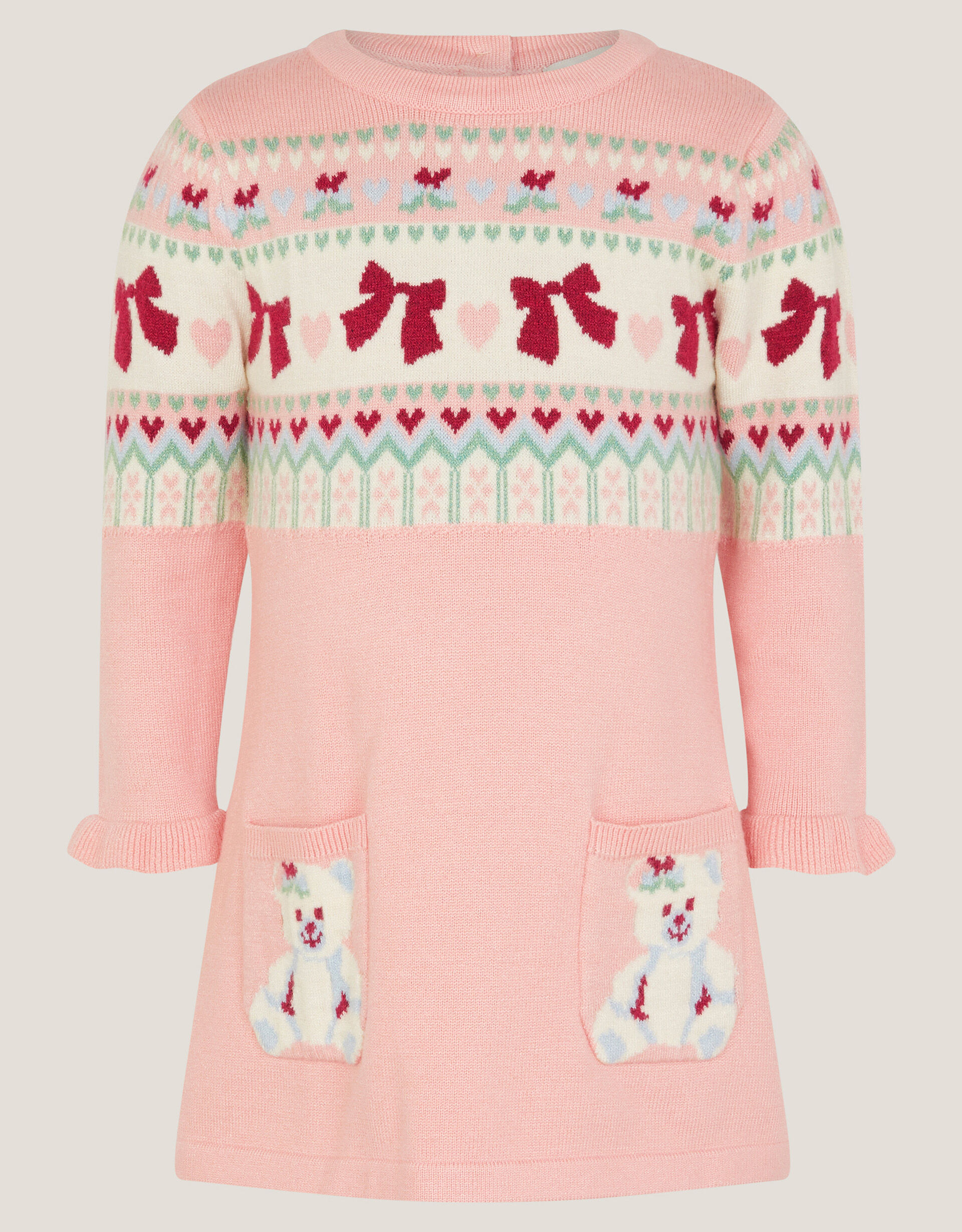 Baby Bear Pocket Knit Dress Pink | Monsoon (UK)
