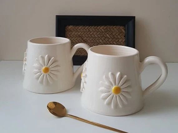 Pottery handmade mug, Ceramic mug, Tea cup, Coffee mug, Daisy mug, Daisy gift | Etsy (US)