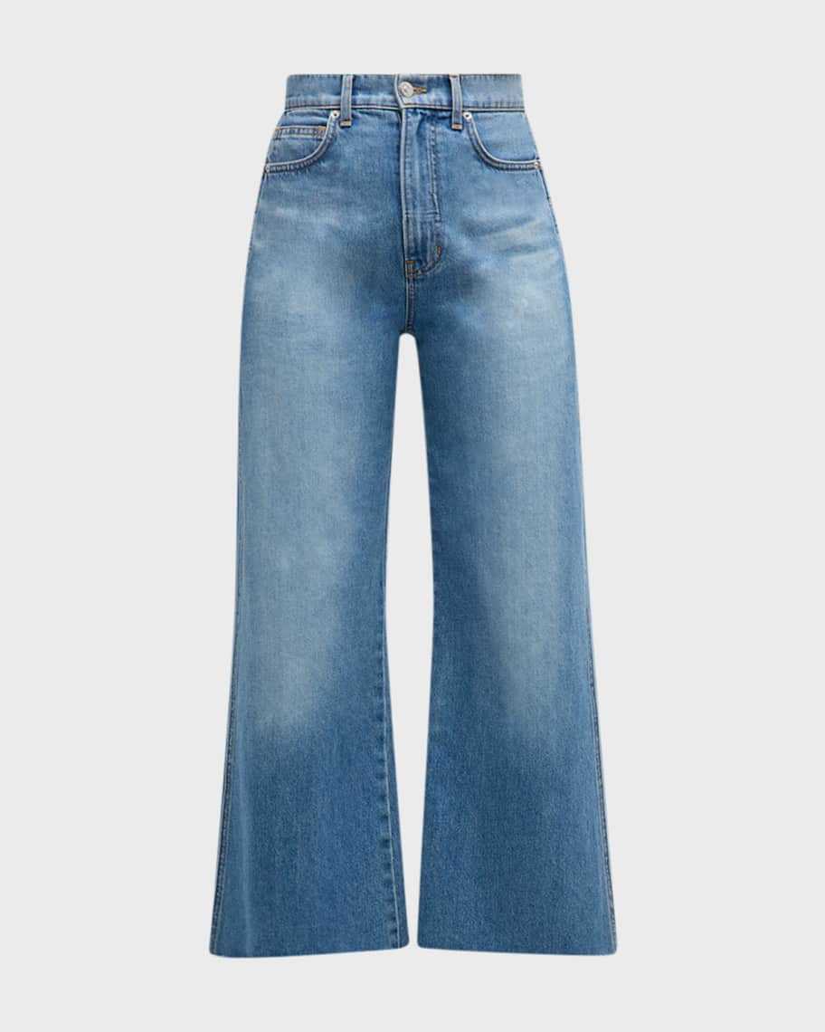 Veronica Beard Taylor Cropped High Rise Wide-Leg Jeans | Neiman Marcus