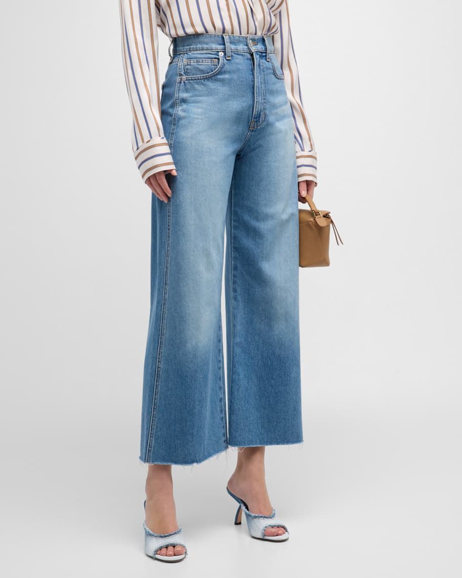 Veronica Beard Taylor Cropped High Rise Wide-Leg Jeans | Neiman Marcus