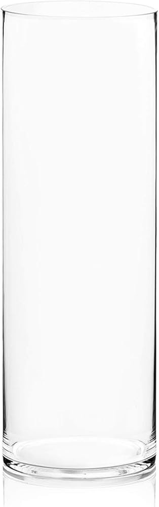 WGV Tall Cylinder Glass Vase, Open Width 8", Height 24", Clear Large Floral Container, Planter, C... | Amazon (US)