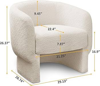 Condemo Modern Accent Chair with Arm, Upholstered Boucle Armchair, Round Barrel Chair for Living ... | Amazon (US)