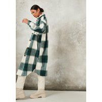 Green Brushed Plaid Long Shacket | Missguided (US & CA)