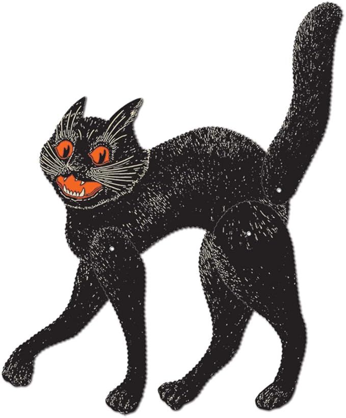 Beistle Scary Cat Cut Out Vintage Halloween Party Decorations, 20.5", Black/Orange/White | Amazon (US)