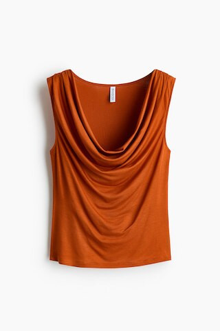 H & M - Cowl-neck jersey top - Orange | H&M (US + CA)
