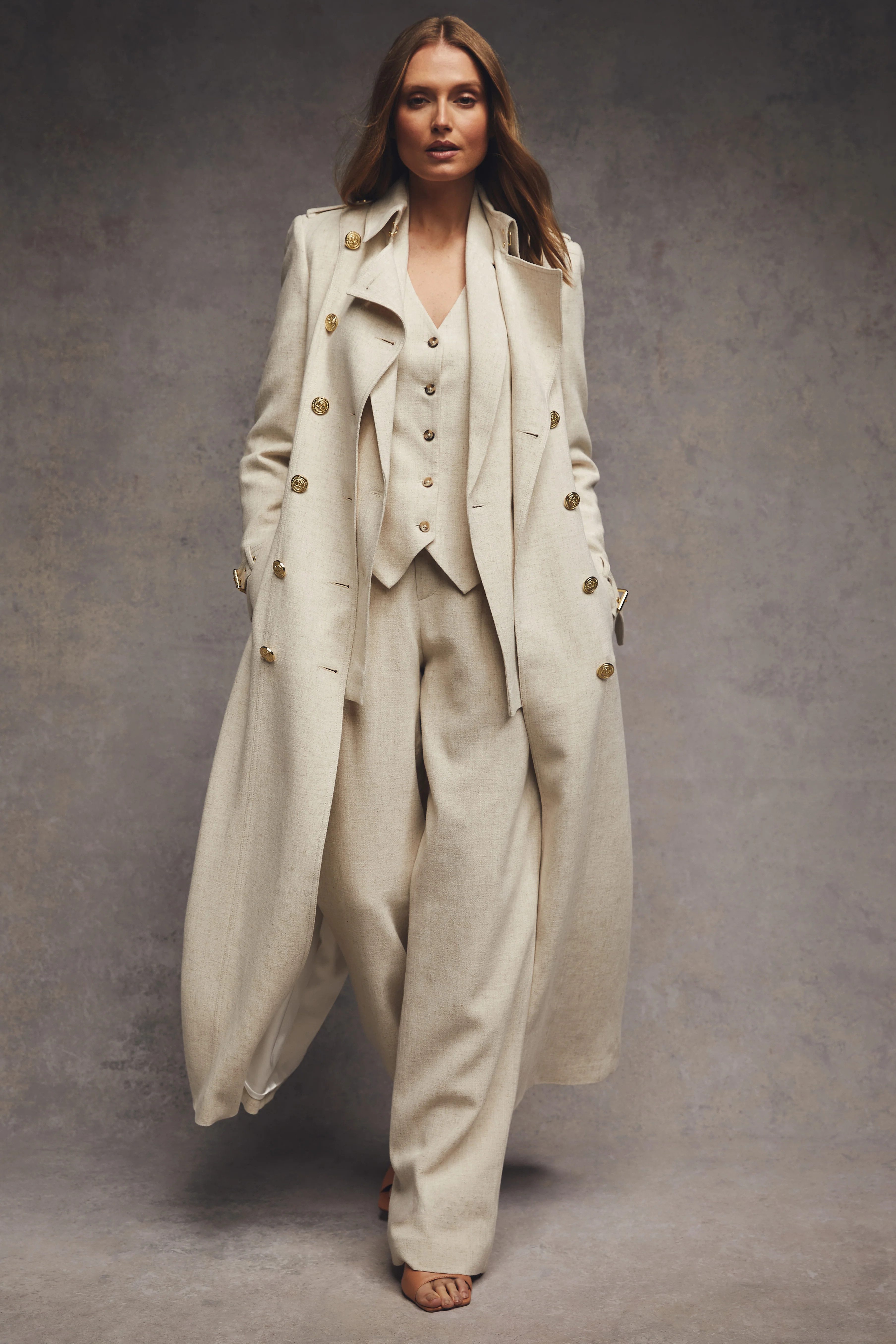 Full Length Marlborough Trench Coat (Natural Linen) | Holland Cooper