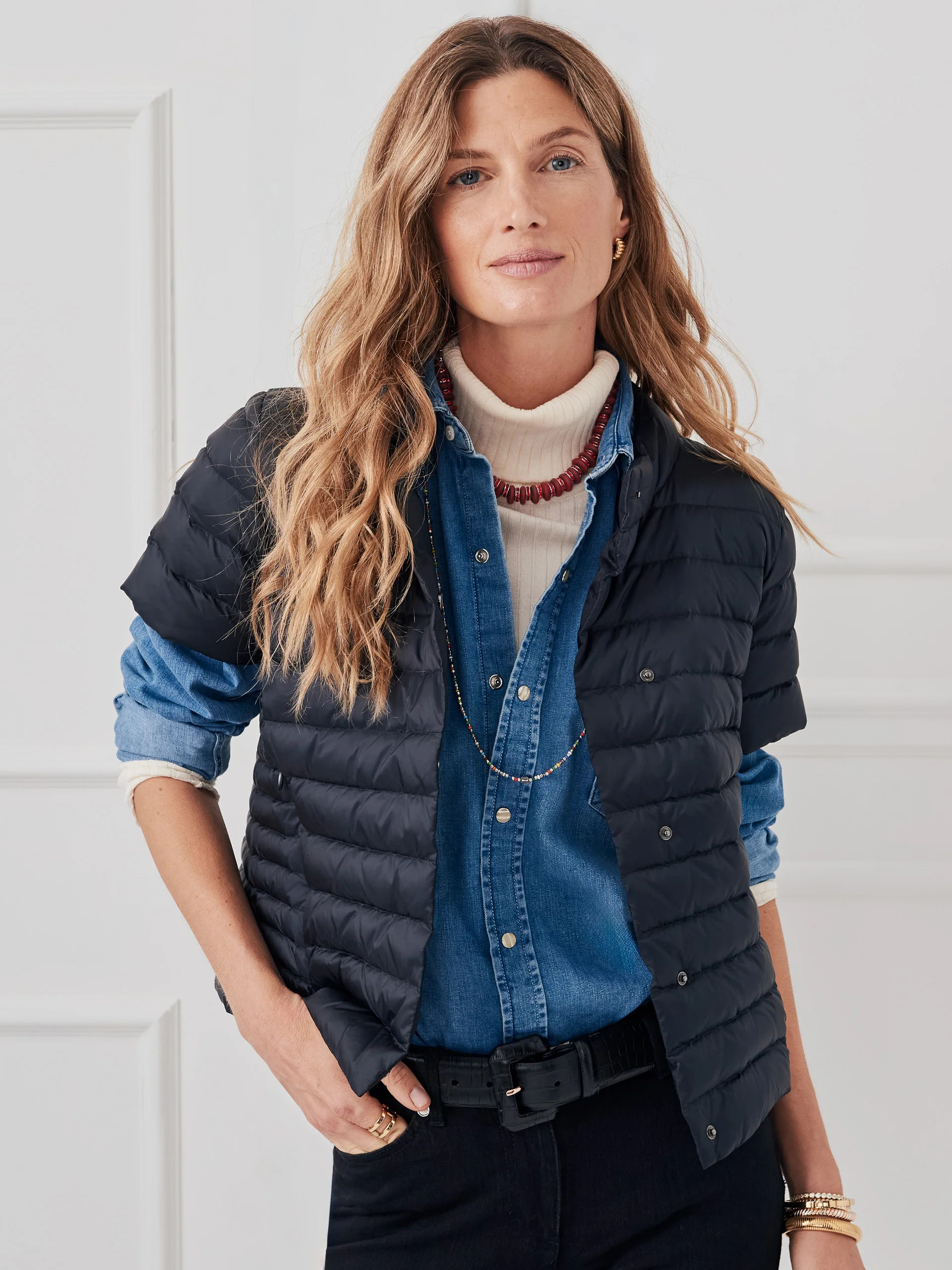 Black Solid Kennedy Puffer Jacket  | Women's Jackets & Outerwear | J.McLaughlin | J.McLaughlin