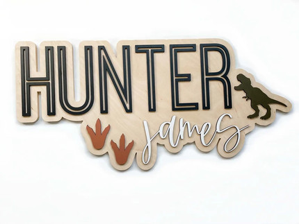 Dinosaur name sign, large wood name sign, nursery name sign, dinosaur nursery, above crib cut out...