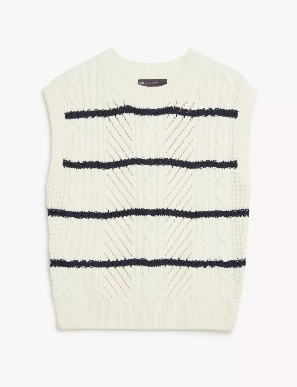 Cotton Rich Striped Crew Neck Knitted Vest | Marks & Spencer (UK)