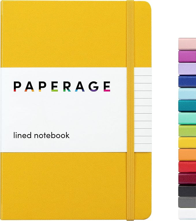 PAPERAGE Lined Journal Notebook, (Yellow), 160 Pages, Medium 5.7 inches x 8 inches - 100 gsm Thic... | Amazon (US)