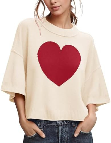 ZDC Women's Oversized Sweaters Summer 3/4 Sleeve Casual Cropped Tops Lightweight Loose Fit Knit P... | Amazon (US)