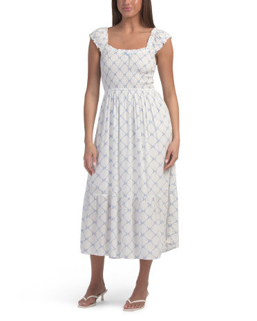 Bow Printed Maxi Dress For Women, Polyester/Rayon | TJ Maxx