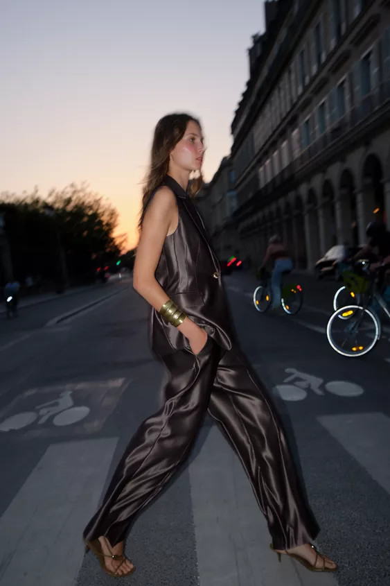 SATIN STRAIGHT LEG PANTS | Zara US