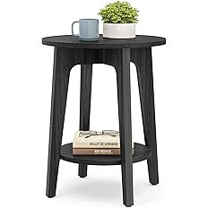 VASAGLE MAEZO Collection - Side Table, 2-Tier Small Round End Table, Nightstand with Tapered Legs... | Amazon (US)
