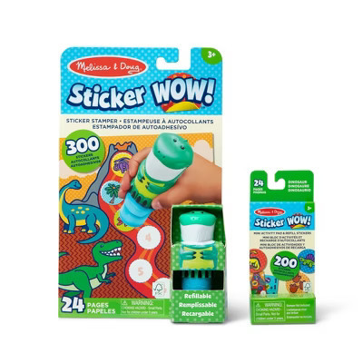 Melissa & Doug Sticker WOW! Dinosaur Bundle: 24-Page Activity Pad, Sticker Stamper, 500 Stickers, Arts and Crafts | Target