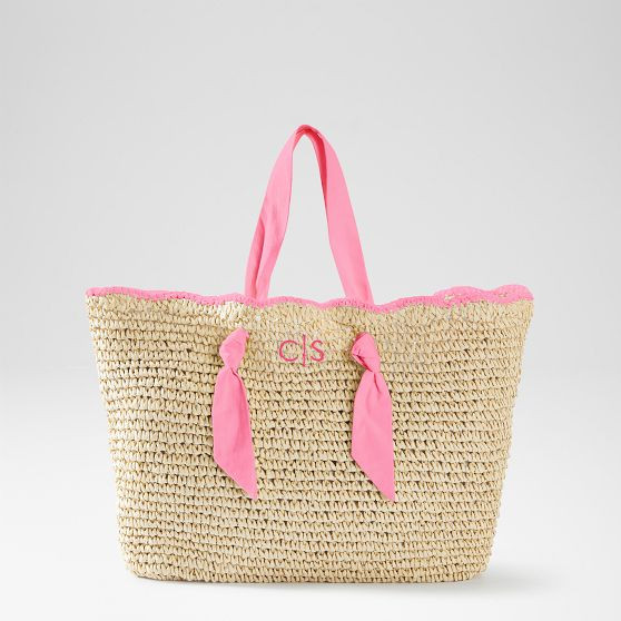 Ribbon Scalloped Raffia Tote | Mark and Graham