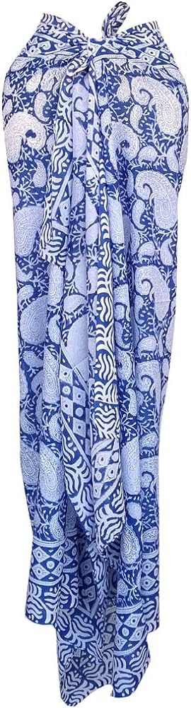 100% Cotton Hand Block Print Sarong Womens Swimsuit Wrap Cover Up Long Womens Apparel Fabric (73"... | Amazon (US)